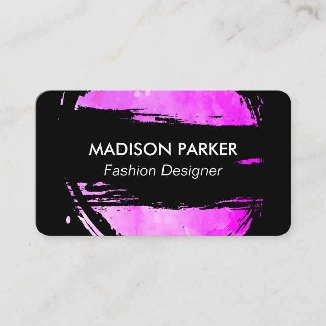 Tarjeta De Visita Pincel magenta y negro (Anverso)