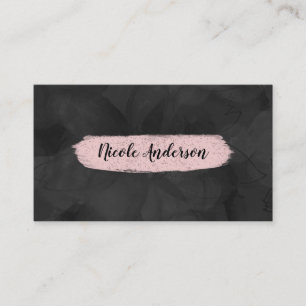 Tarjeta De Visita Pincel moderno glamuroso floral acuarela negro y r