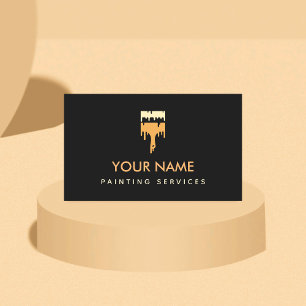 Tarjeta De Visita Pincel moderno Pintura goteo Elegante minimalista