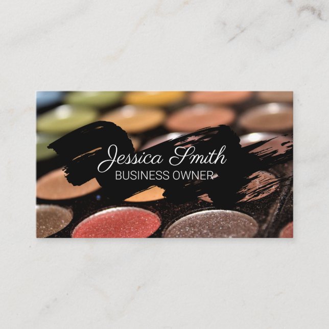 Tarjeta De Visita Pincel negro | Paleta de maquillaje (Anverso)
