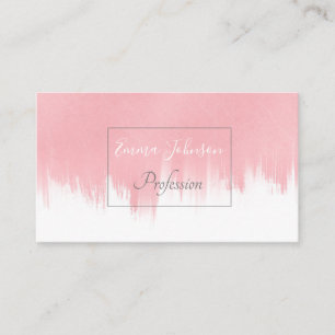 Tarjeta De Visita Pincel rosado moderno pincelada diseño blanco