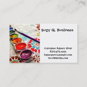 Tarjeta De Visita Pincel y bandeja de pintura de artistas de acuarel