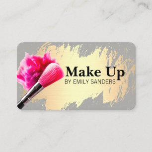 Tarjeta De Visita Pincel y polvo de maquillaje   Cepillado dorado