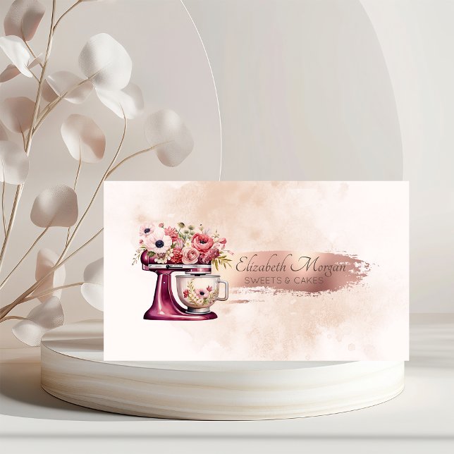 Tarjeta De Visita Pincelada Brillo Mezclador Rojo Acuarela (Subido por el creador)