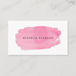 Tarjeta De Visita Pincelada de acuarela rosa creativa profesional