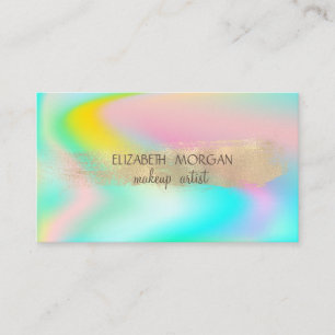 Tarjeta De Visita Pincelada de Hoja de Oro Elegante, Ombre Holográfi