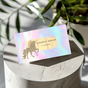 Tarjeta De Visita Pincelada de oro, líneas, holográfico unicornio