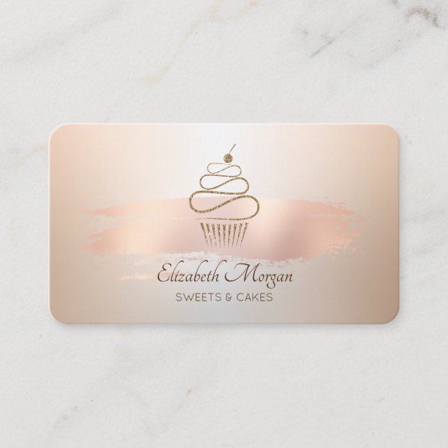 Tarjeta De Visita Pincelada de oro rosa  (Anverso)