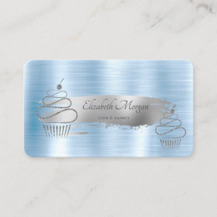 Tarjeta De Visita Pincelada de pincel plateado, Cupcakes brillantes