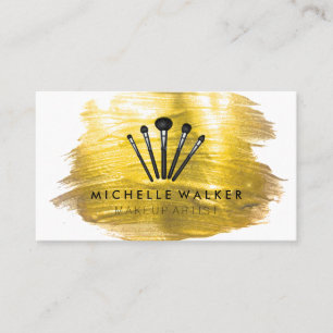 Tarjeta De Visita Pincelada de pintura con pincel dorado   Brochas d