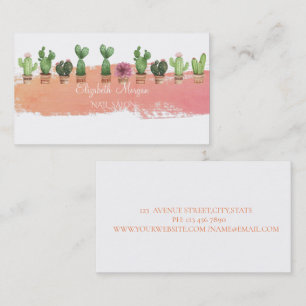 Tarjeta De Visita Pincelada moderna de acuarela, Cactus de acuarela
