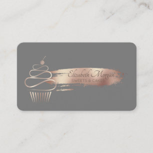 Tarjeta De Visita Pincelada profesional, Cupcake, Dulces Gris