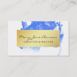 Tarjeta De Visita Pinceladas azules abstractas elegantes de la