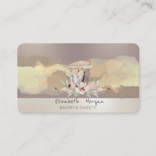 Tarjeta De Visita Pinceladas de acuarela Flores Mezclador de pastel