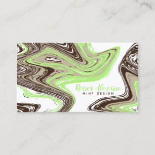 Tarjeta De Visita pinceladas de chocolate y verde menta