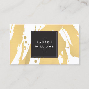 Tarjeta De Visita Pinceladas elegantes y abstractas del oro