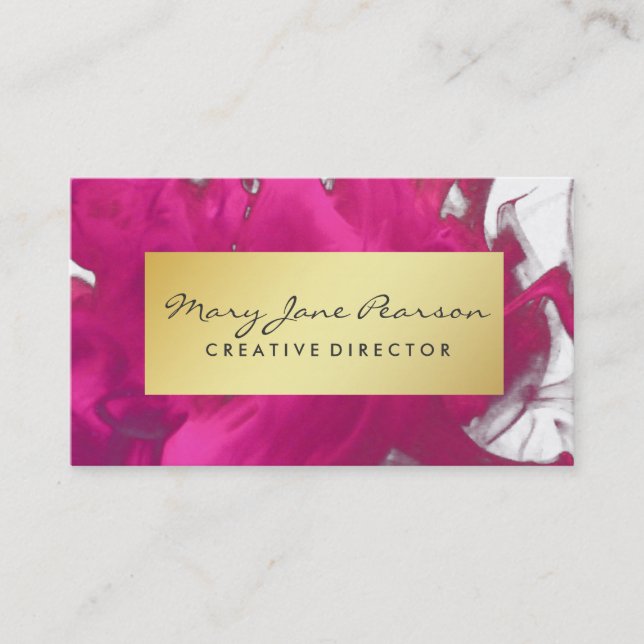 Tarjeta De Visita Pinceladas rojas abstractas elegantes de la (Anverso)