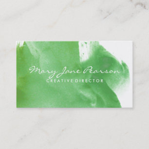 Tarjeta De Visita Pinceladas verdes soñadoras abstractas elegantes