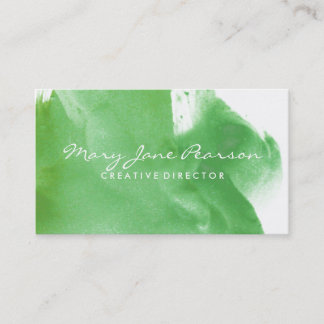 Tarjeta De Visita Pinceladas verdes soñadoras abstractas elegantes
