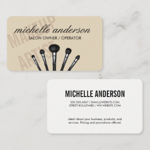 Tarjeta De Visita Pinceles de artistas de maquillaje   Superposición