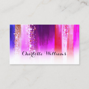 Tarjeta De Visita Pinceles de color de agua moderno y elegante y Pur