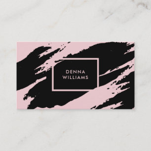 Tarjeta De Visita Pinceles de color negro y rosa desordenados