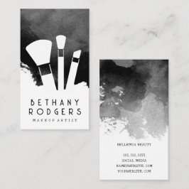 Tarjeta De Visita Pinceles de maquillaje | Acuarela negra