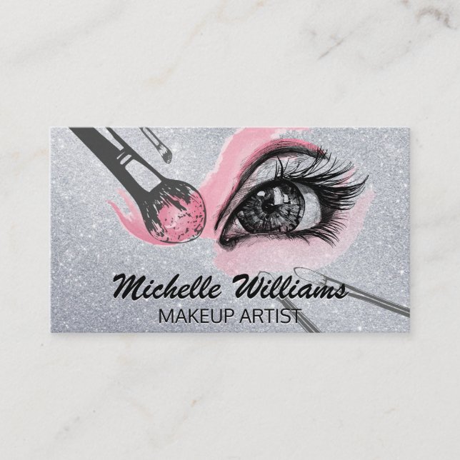 Tarjeta De Visita Pinceles de maquillaje que aplican maquillaje (Anverso)