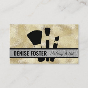 Tarjeta De Visita Pinceles de maquillaje Sombreado de Relieve meta