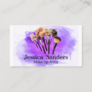 Tarjeta De Visita Pinceles de maquillaje variados   Acuarela