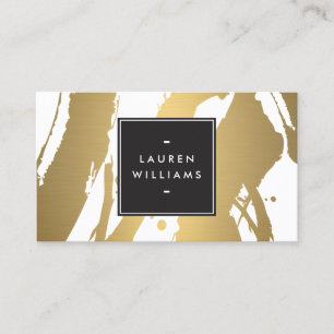 Tarjeta De Visita Pinceles de oro elegantes y abstractos II