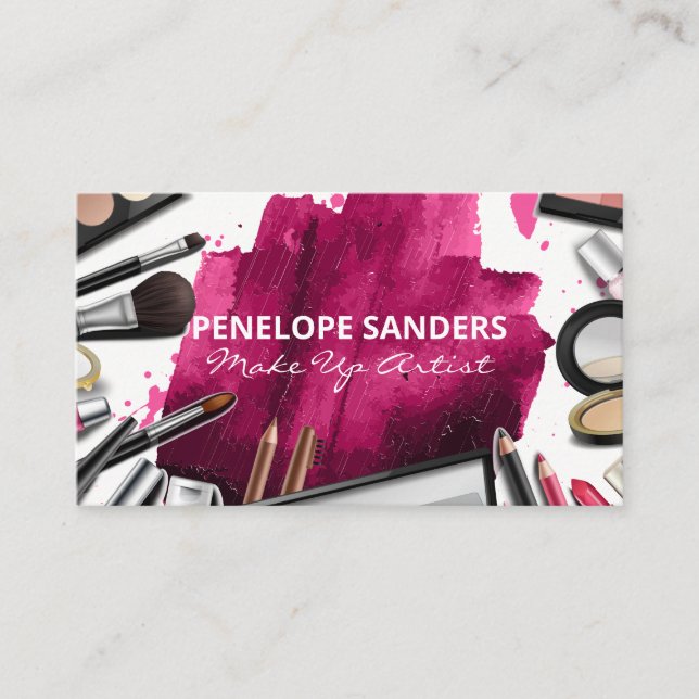 Tarjeta De Visita Pinceles y kit de maquillaje | Fundación Brushed (Anverso)