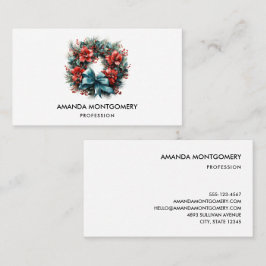 Tarjeta De Visita Pine Wreath con Navidades Holly