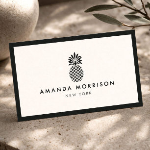 Tarjeta De Visita Pineapple Elegante Lujo Boutique Negro/Marfil