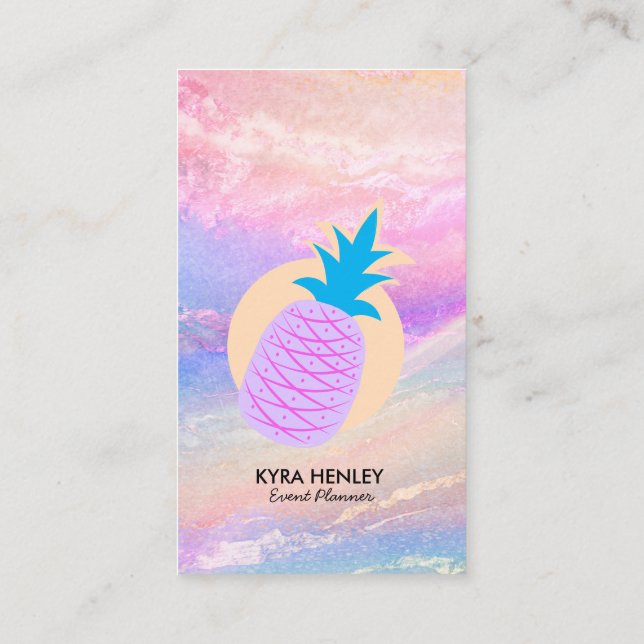 Tarjeta De Visita Pineapple Pastel Holographic Cualquier Empresa De  (Reverso)