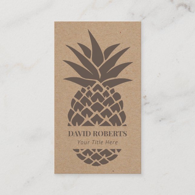 Tarjeta De Visita Pineapple Rustic Kraft (Anverso)