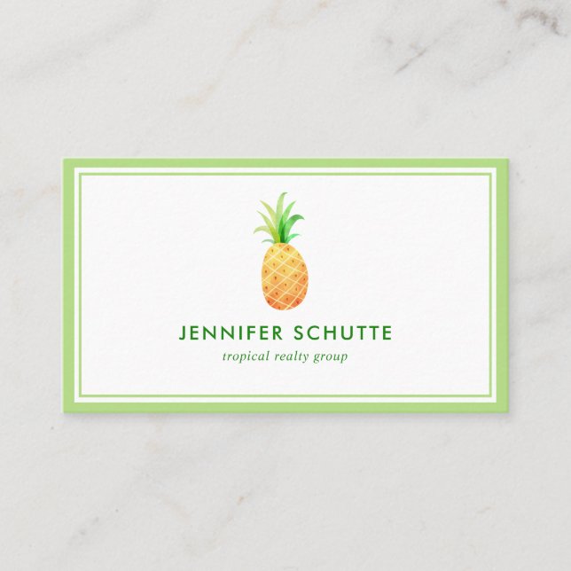 Tarjeta De Visita Pineapple Tropical Beach Real Estate (Anverso)