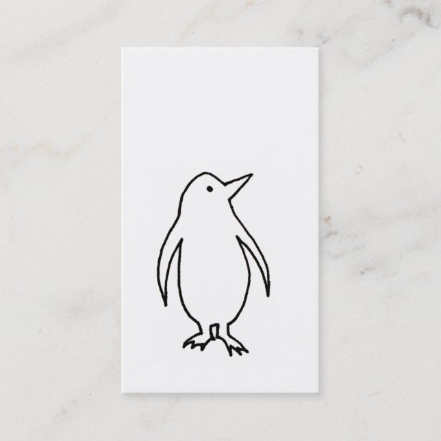 Tarjeta De Visita Pingüino - arte fresco simple del dibujo lineal de (Anverso)