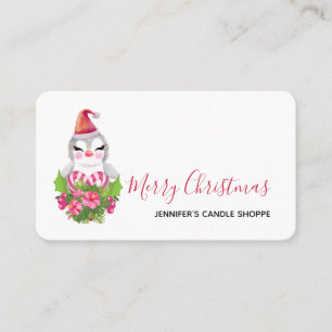Tarjeta De Visita Pingüino de Navidades burdos en Santa Hat
