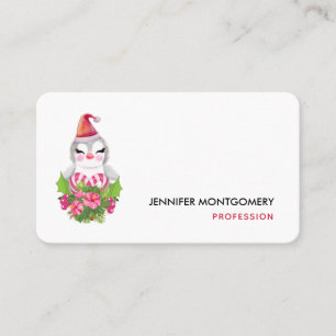 Tarjeta De Visita Pingüino de Navidades burdos en Santa Hat