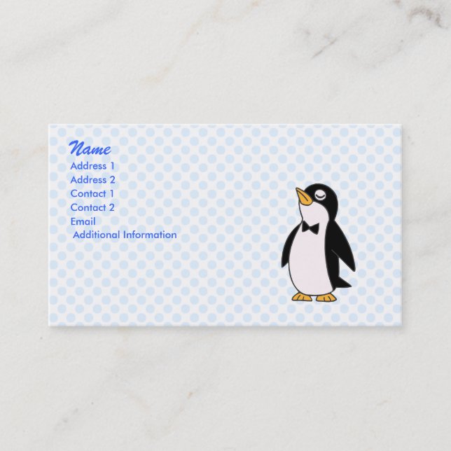 Tarjeta De Visita pingüino del pepe (Anverso)