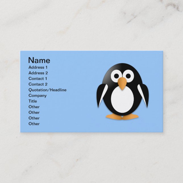 Tarjeta De Visita Pingüino gracioso (Anverso)
