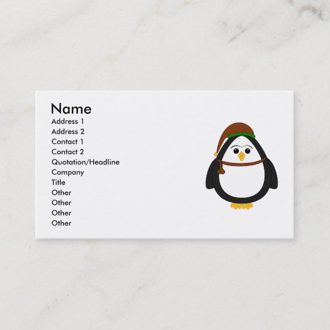 Tarjeta De Visita Pingüino navidad (Anverso)