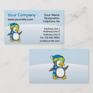 Tarjeta De Visita Pingüino pequeño caminando sobre la nieve