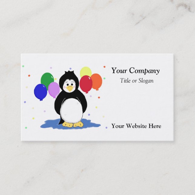Tarjeta De Visita Pingüino y globos (Anverso)