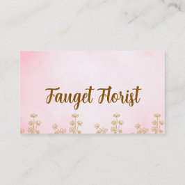 Tarjeta De Visita pink and gold cute watercolor floral business card