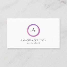 Tarjeta De Visita Pink and Purple Monogram Modern
