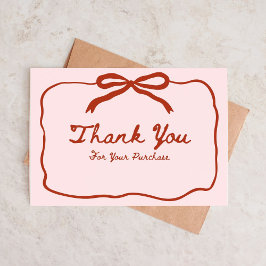 Tarjeta De Visita Pink and Red Bow Gracias por tu pedido