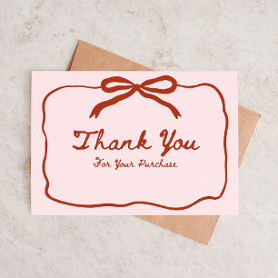 Tarjeta De Visita Pink and Red Bow Gracias por tu pedido