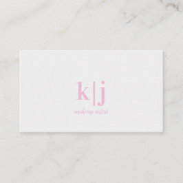 Tarjeta De Visita Pink and white Monogram Makeup Artist